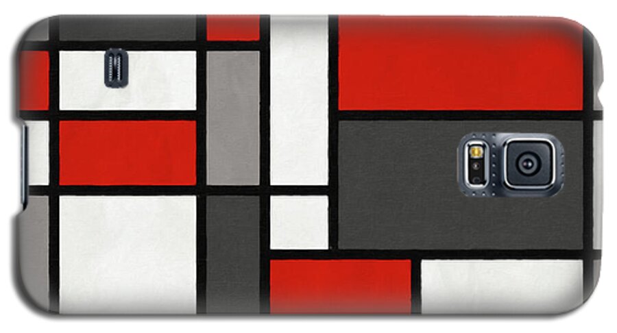 Mondrian Galaxy S5 Case featuring the digital art Red Grey Black Mondrian Inspired by Michael Tompsett