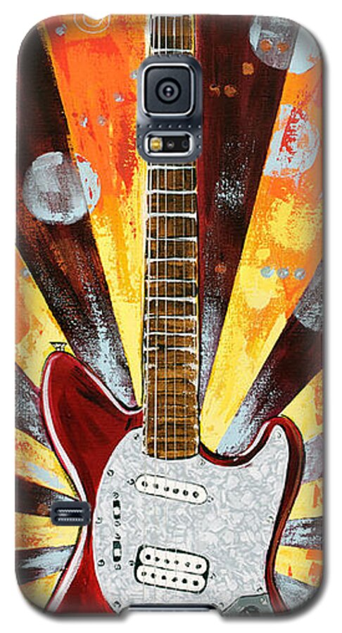 Guitar Galaxy S5 Case featuring the painting Red Jag-Stang by John Gibbs
