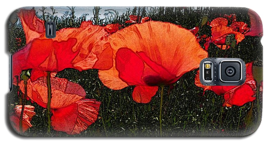 Art Galaxy S5 Case featuring the photograph Red Poppy Flowers in grassland by Jean Bernard Roussilhe