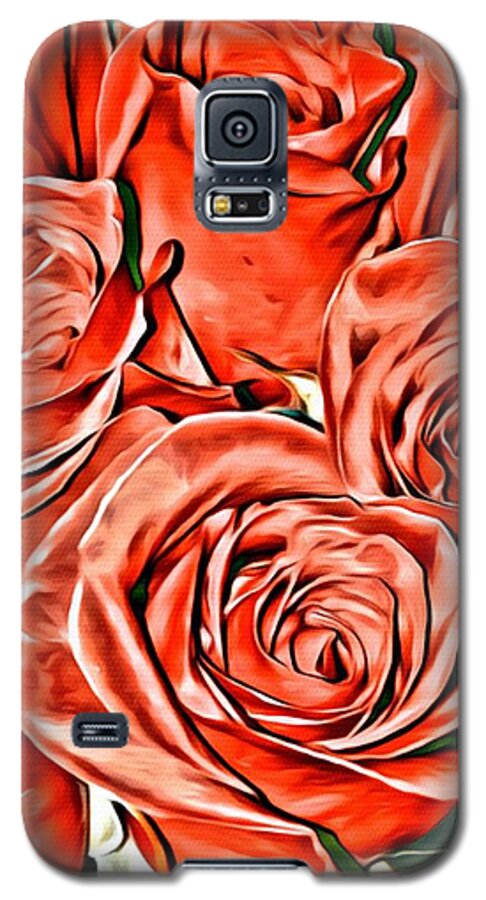 Red Roses Galaxy S5 Case featuring the painting Red Roses by Marian Lonzetta