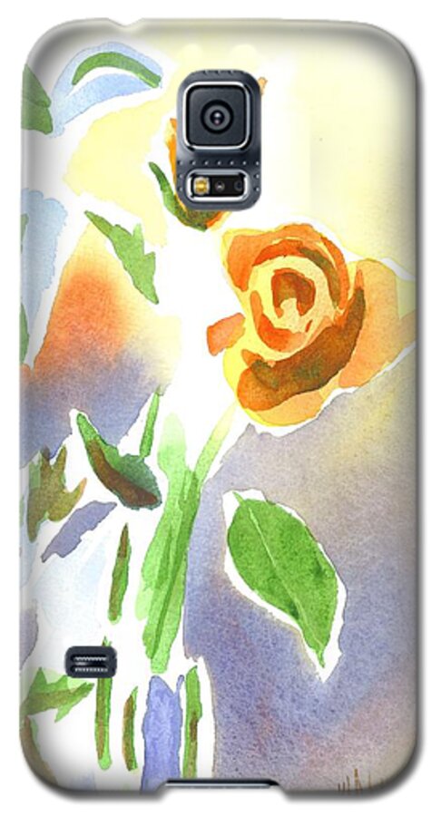 Red Roses With Holly In A Vase Galaxy S5 Case featuring the painting Red Roses with Holly in a Vase by Kip DeVore
