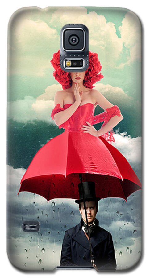 Photomanipulation Galaxy S5 Case featuring the photograph Red Umbrella by Juli Scalzi
