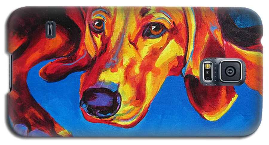 Redbone Galaxy S5 Case featuring the painting Redbone Coonhound by Dawg Painter