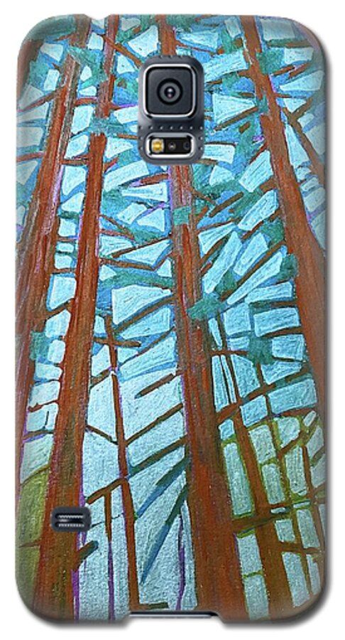 Nature Galaxy S5 Case featuring the painting Redwood trees by Wonju Hulse