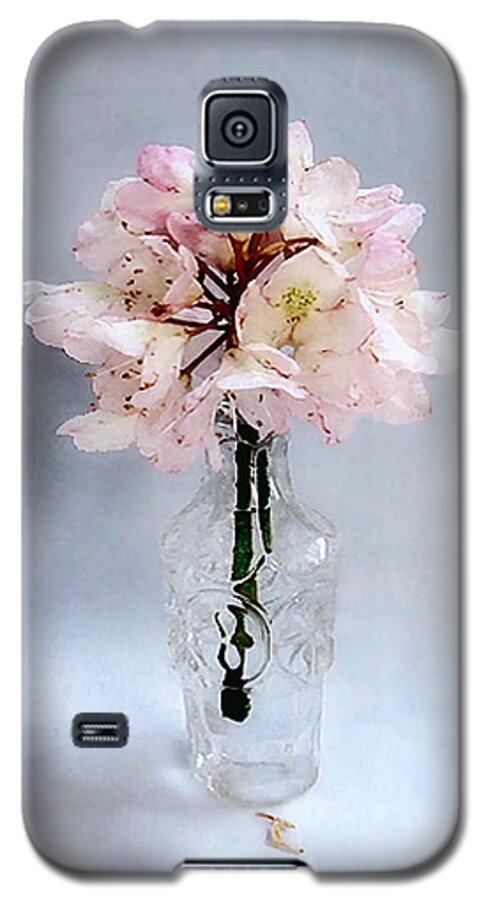 Flower Galaxy S5 Case featuring the photograph Rhododendron Bloom in a Glass Bottle by Louise Kumpf