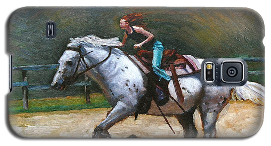 Appaloosa Galaxy S5 Case featuring the painting Riding Dollar by Jeff Dickson