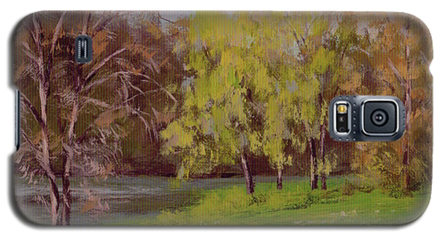 River Galaxy S5 Case featuring the painting River Forks Spring 2 by Karen Ilari