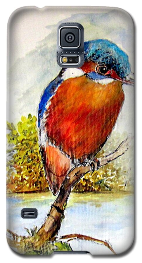 Fish Galaxy S5 Case featuring the painting River Kingfisher by Jason Sentuf
