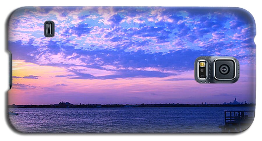 Rockaway Point Galaxy S5 Case featuring the photograph Rockaway Point Dock Sunset Violet Orange by Maureen E Ritter