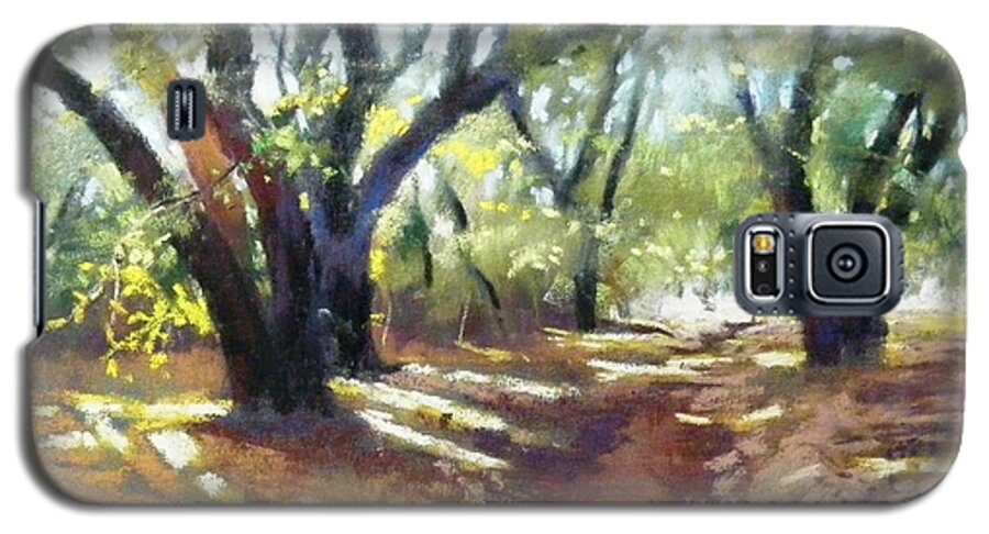 California Landscape Galaxy S5 Case featuring the painting Rocky Oak Park by Celine K Yong