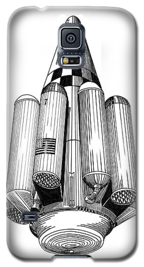 Rombus; American Ssto Vtovl Orbital Launch Vehicle. Bono Original Design For Ballistic Single-stage-to-orbit (not Quite - It Dropped Liquid Hydrogen Tanks On The Way Up Galaxy S5 Case featuring the drawing Rombus Heavey Lift Reusable Rocket by Jack Pumphrey