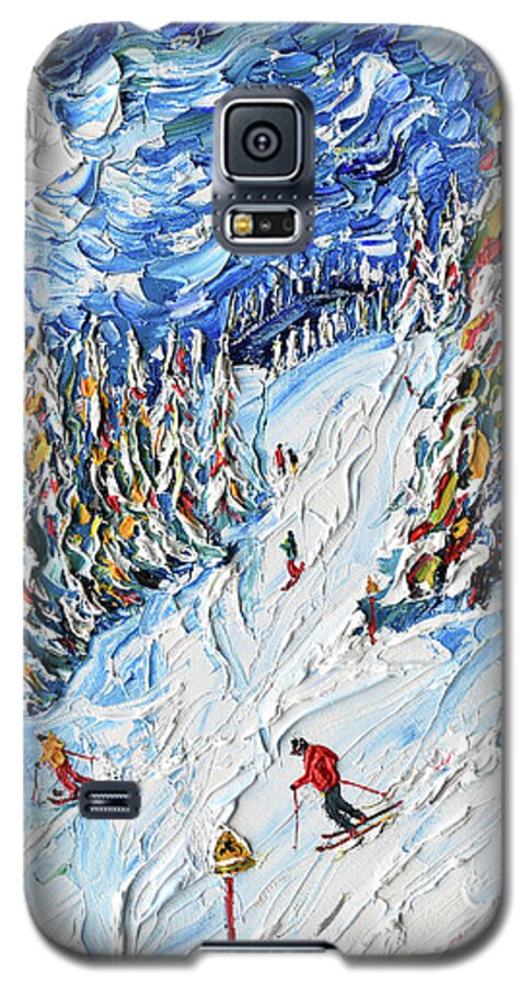 Megeve Galaxy S5 Case featuring the painting Rosiere joining Super Megeve by Pete Caswell