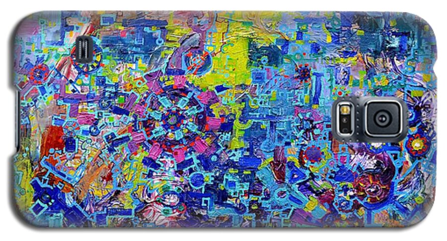 Machine Galaxy S5 Case featuring the painting Rube Goldberg Abstract by Regina Valluzzi