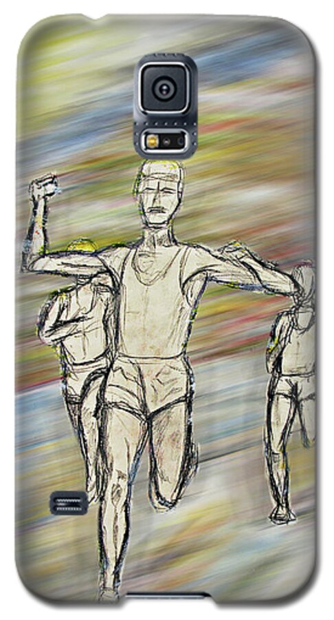 Running Galaxy S5 Case featuring the painting Runners by Tom Conway