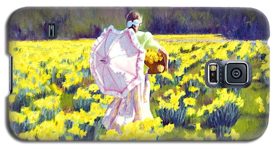 Daffodil Galaxy S5 Case featuring the painting Rustling the Daffodils by Candace Lovely
