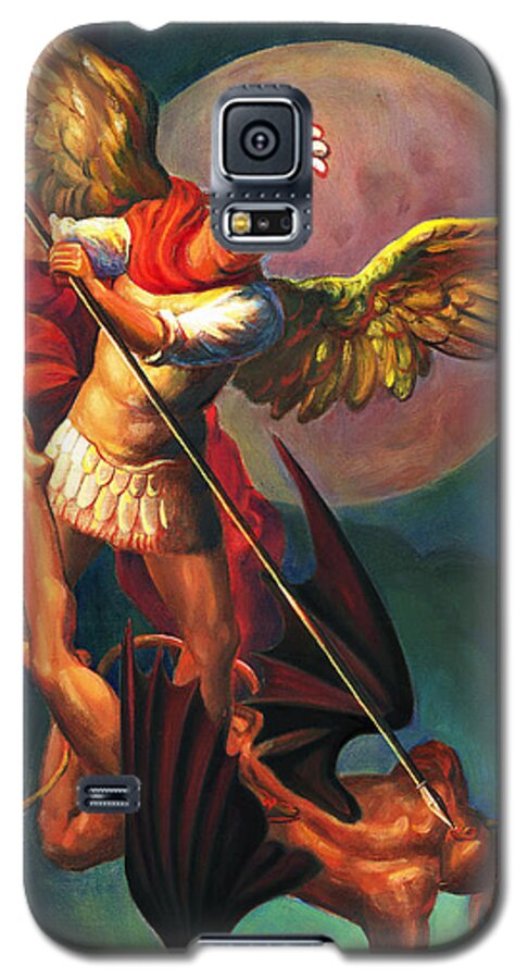 Bible Galaxy S5 Case featuring the painting Saint Michael the Warrior Archangel by Svitozar Nenyuk