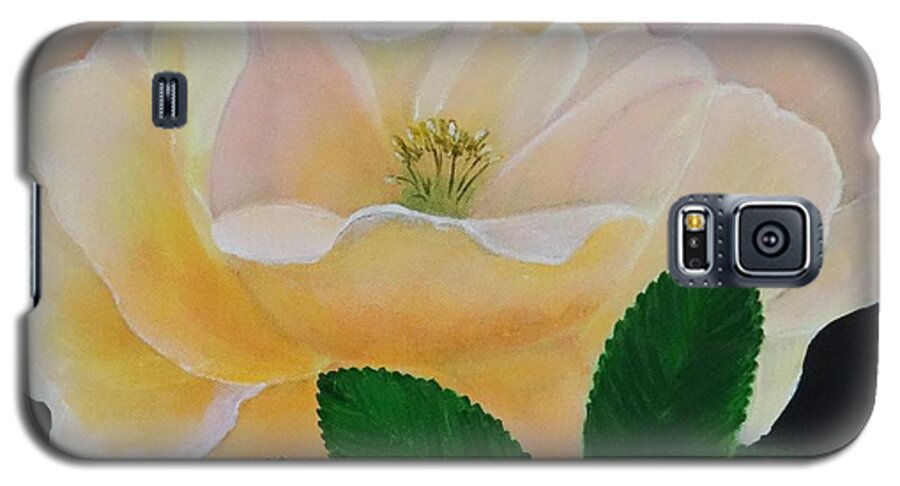 Rose Flower Galaxy S5 Case featuring the painting Salmon Pink Rose by Karen Jane Jones