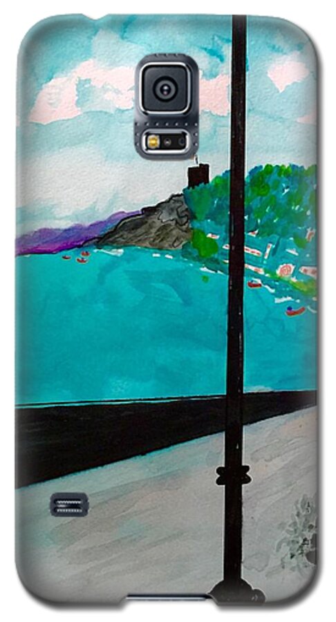 Italy Galaxy S5 Case featuring the painting San Terenzo Castle, Poets Bay, Liguria, Italy by Kenlynn Schroeder