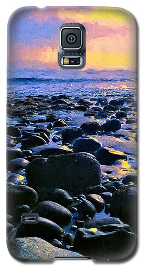 Santa Barbara Galaxy S5 Case featuring the digital art Santa Barbara Beach Sunset California by Alicia Hollinger