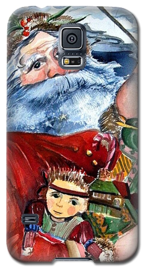 Christmas Galaxy S5 Case featuring the painting Santa by Mindy Newman