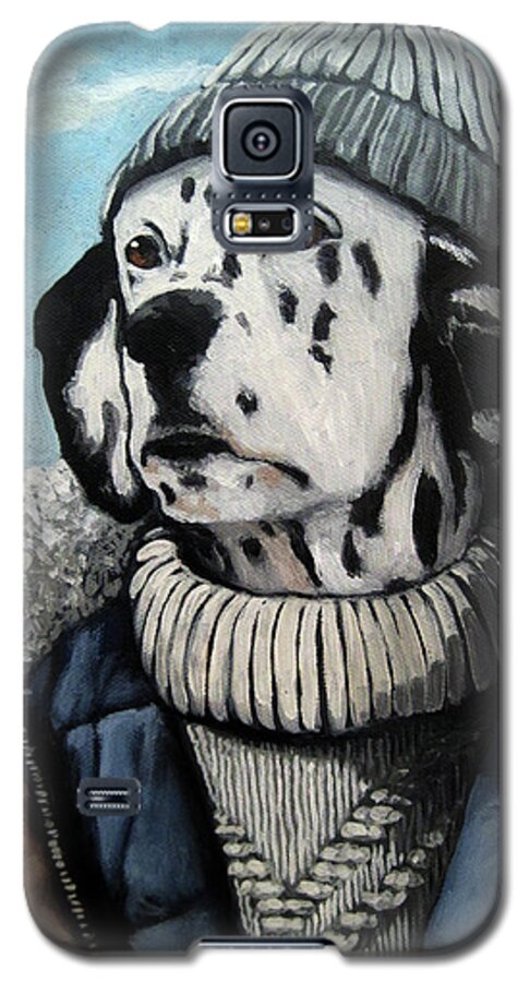 Dalmation Art Galaxy S5 Case featuring the painting Seadog - Dalmation animal art by Linda Apple