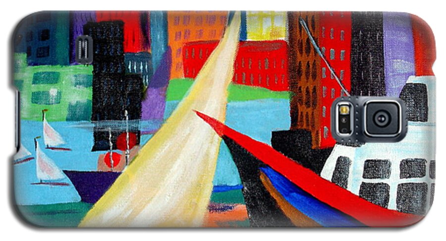 Ship Galaxy S5 Case featuring the painting Seaport by Susan Kubes