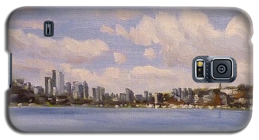 Seattle Galaxy S5 Case featuring the painting Seattle Skyline by Stan Chraminski