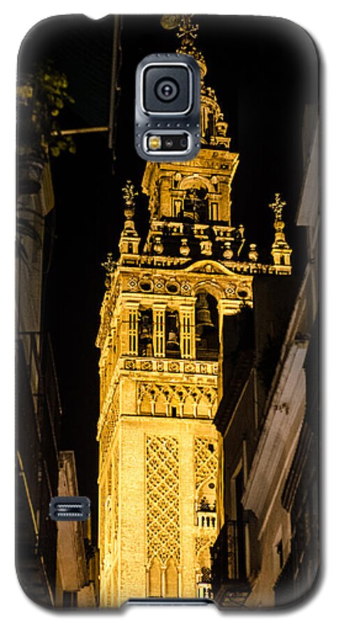 Cathedral Galaxy S5 Case featuring the photograph Seville - The Giralda at night by AM FineArtPrints