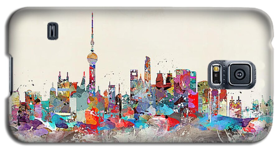 Shanghai City Skyline Galaxy S5 Case featuring the painting Shanghai Skyline by Bri Buckley