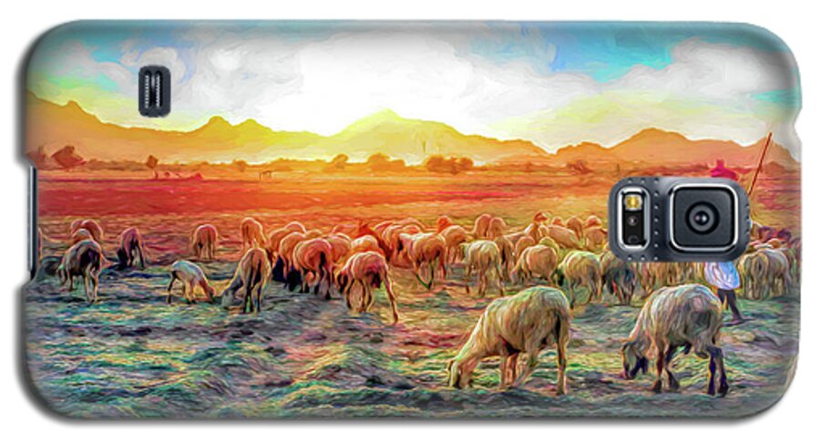 Sheep Galaxy S5 Case featuring the digital art Sheep May Safely Graze by David Luebbert