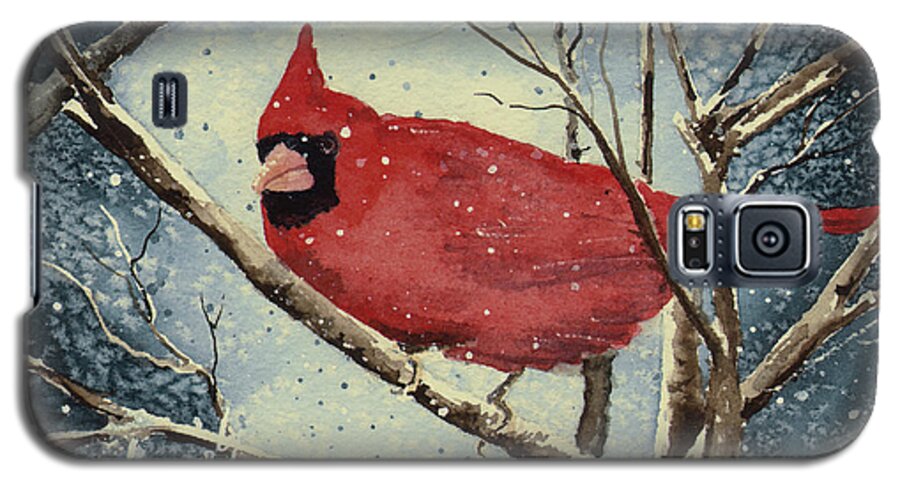 Cardinal Galaxy S5 Case featuring the painting Shelly's Cardinal by Sam Sidders