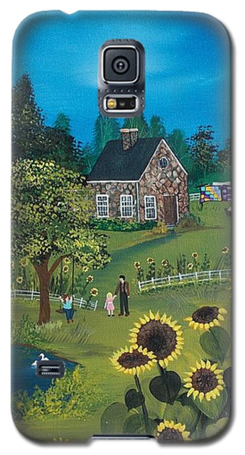 Folk Art Galaxy S5 Case featuring the painting Shine On by Virginia Coyle