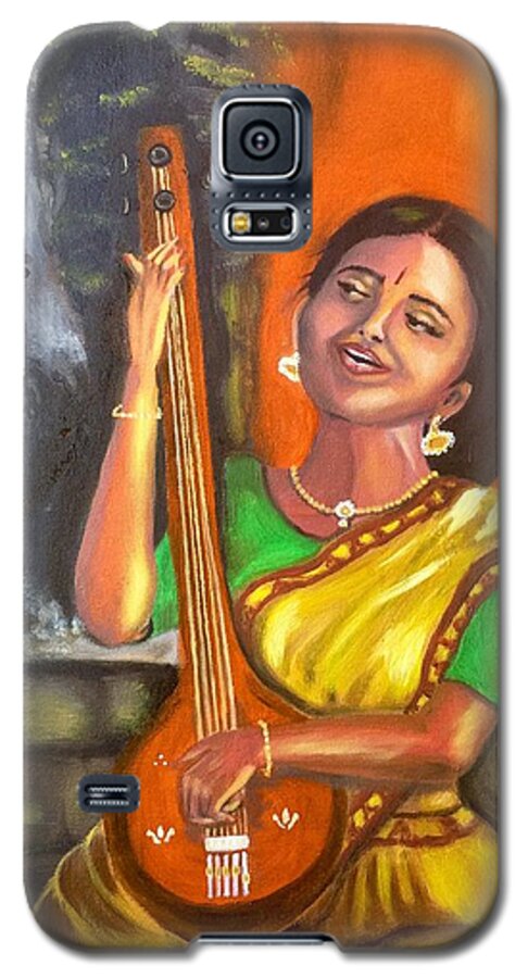 Music Galaxy S5 Case featuring the painting Singing @ sunrise by Brindha Naveen
