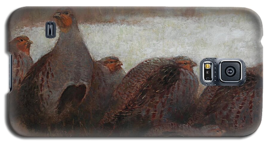 Partridge Galaxy S5 Case featuring the painting Six Partridges by Attila Meszlenyi