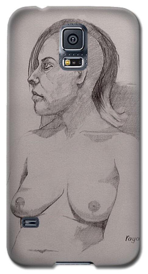 Female Galaxy S5 Case featuring the drawing Sketch for sitting Cassie by Ray Agius