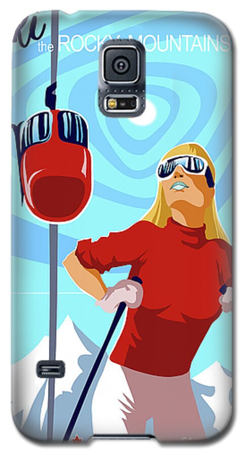 Retro Ski Poster Galaxy S5 Case featuring the painting Ski Bunny retro ski poster by Sassan Filsoof