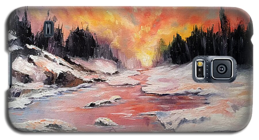 Sunset Galaxy S5 Case featuring the painting Skies of Mercy by Meaghan Troup