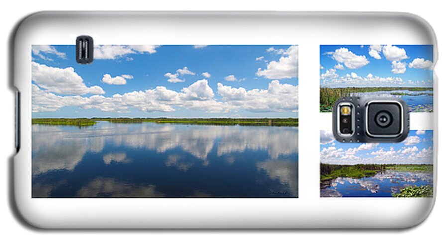 Art Galaxy S5 Case featuring the photograph Skyscape Reflections Blue Cypress Marsh Florida Collage 3 by Ricardos Creations