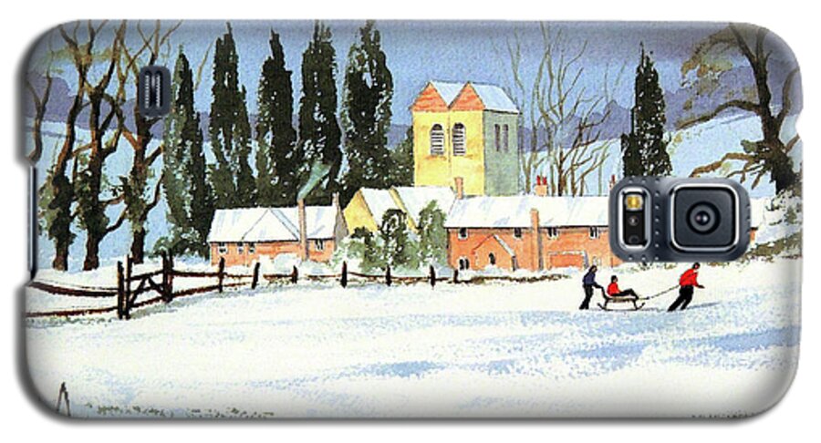 Sledding Galaxy S5 Case featuring the painting Sledding With Dad by Bill Holkham