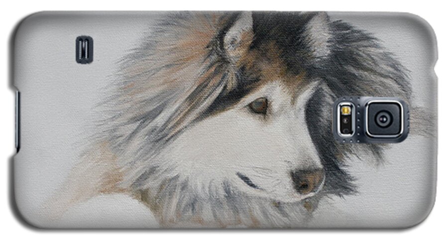 Dog Galaxy S5 Case featuring the painting Snow Dog by Marg Wolf