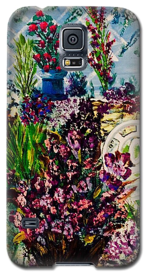 Chair Galaxy S5 Case featuring the painting Solitude Chair in Garden by Kenlynn Schroeder