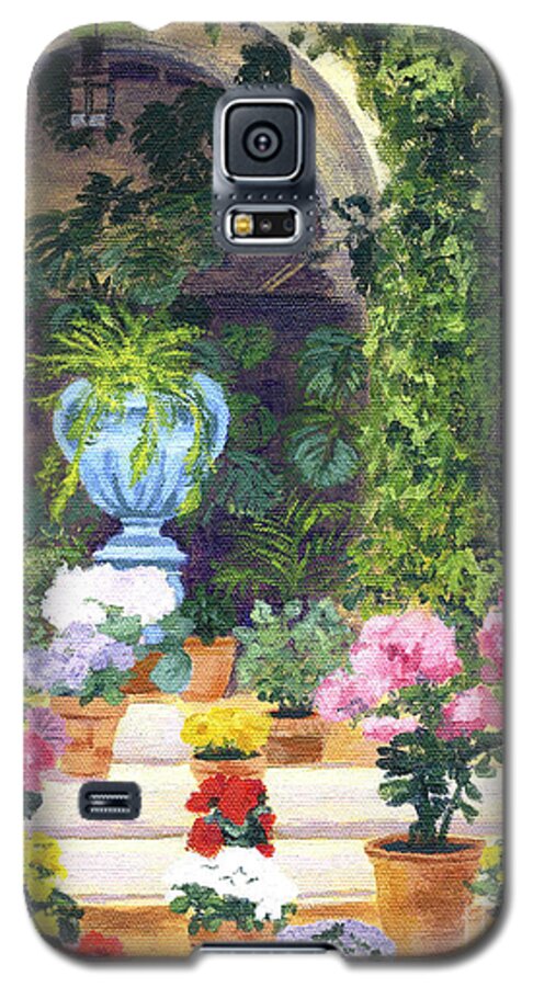 Acrylic Galaxy S5 Case featuring the painting Spanish Courtyard by Lynne Reichhart