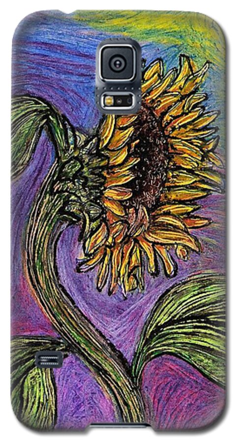 Sunflower Galaxy S5 Case featuring the pastel Spanish Sunflower by Sarah Loft