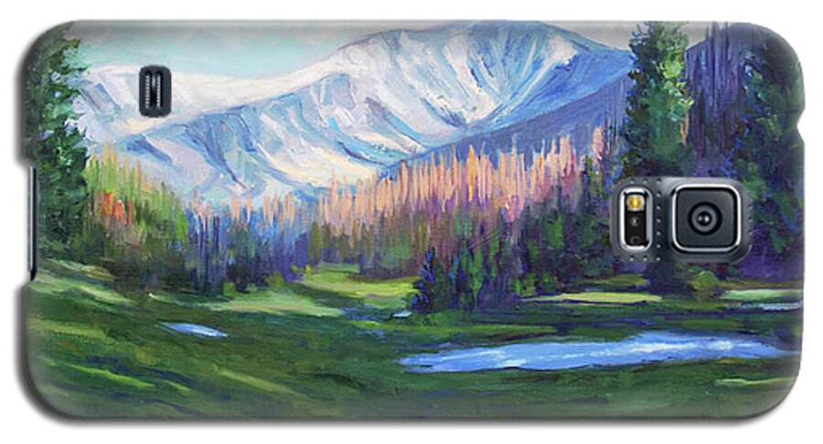 Rocky Mountains Galaxy S5 Case featuring the painting Spring Colors in the Rockies by Billie Colson