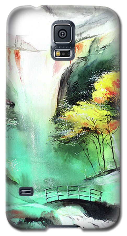 Nature Galaxy S5 Case featuring the painting Spring Fall by Anil Nene