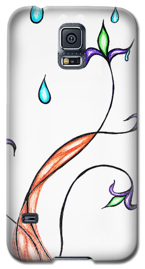  Galaxy S5 Case featuring the drawing Spring Rain by JamieLynn Warber