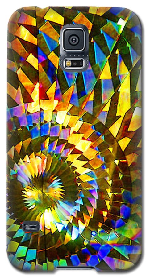 Stained Glass Fantasy Color Swirl Bright Pieced Piecing Abstract; Art; Artistic; Artwork; Background; Colorful; Creative; Decor; Decoration; Decorative; Design; Detail; Light; Mosaic; Pattern; Refraction Mosaic Refracted Galaxy S5 Case featuring the photograph Stained Glass Fantasy 1 by Frances Miller