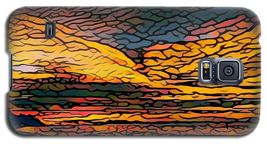 Stained Glass Style Galaxy S5 Case featuring the digital art Stained Glass Sunset by Steven Robiner