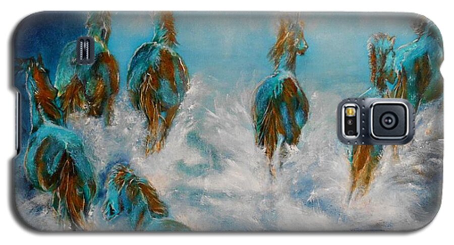Horses Galaxy S5 Case featuring the painting Stampede to Heaven by Maris Sherwood