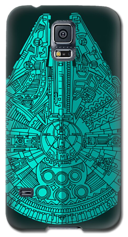 Millennium Galaxy S5 Case featuring the mixed media Star Wars Art - Millennium Falcon - Blue 02 by Studio Grafiikka